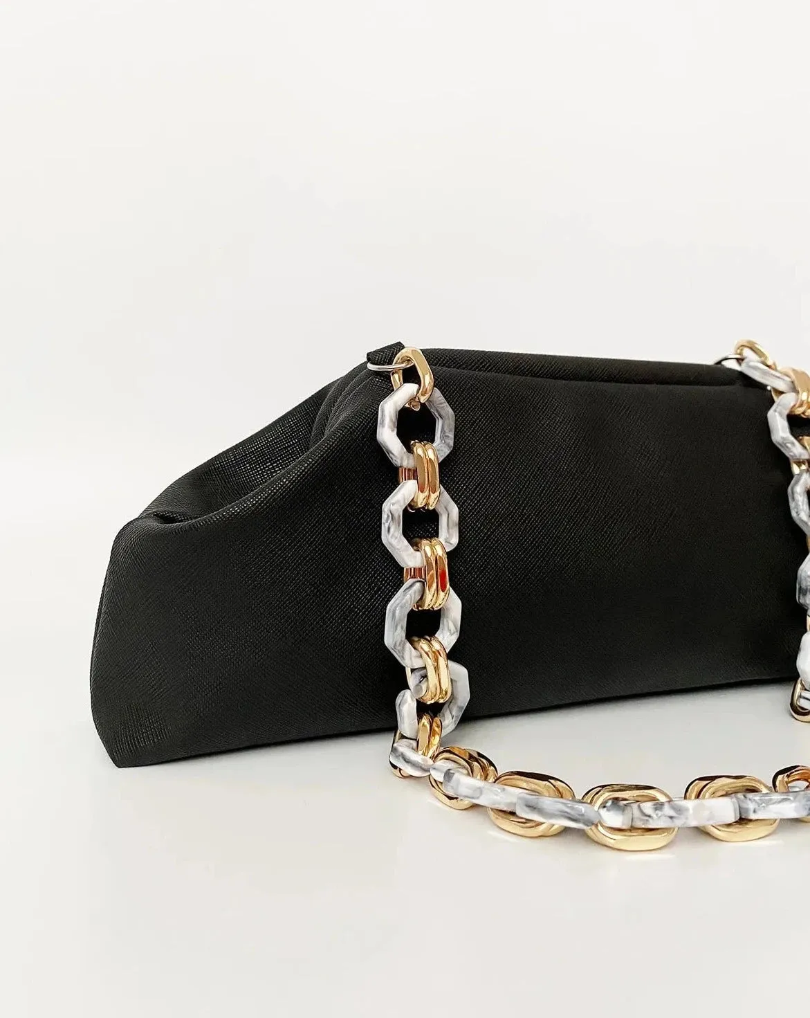 Chic Baguette Shoulder Bag with Chain Strap