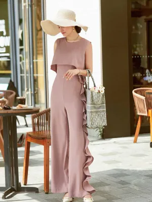 Chic Ruffle-Detail Wide-Leg Jumpsuit – Modern Elegance for Every Occasion