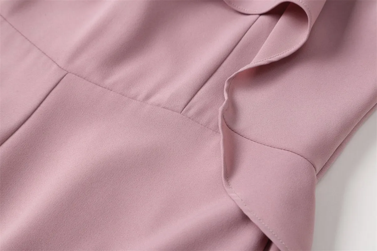 Chic Ruffle-Detail Wide-Leg Jumpsuit – Modern Elegance for Every Occasion