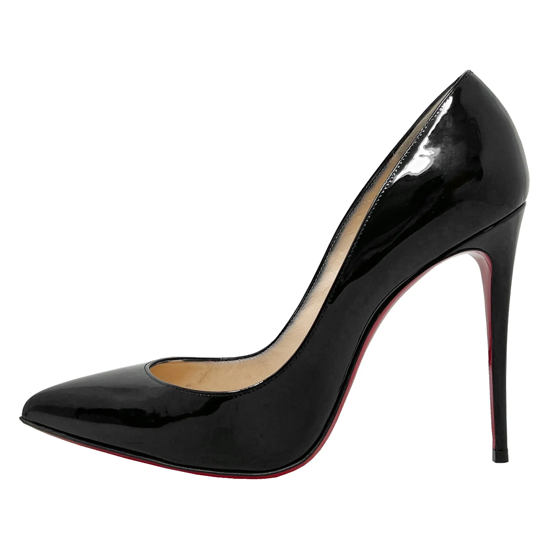 Christian Louboutin Pigalle Follies Black Patent Leather Pumps Heels Size EU 39.5