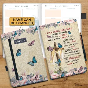 Christianartbag Leather Journal, I Can Only Imagine Butterfly Flower Leather Journal, Personalized Leather Prayer Journal, Christian Journal, Christian Gifts, CABCJ02100124.