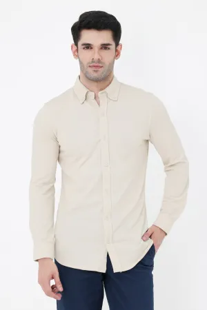 Classic Button-Down Shirt-Beige