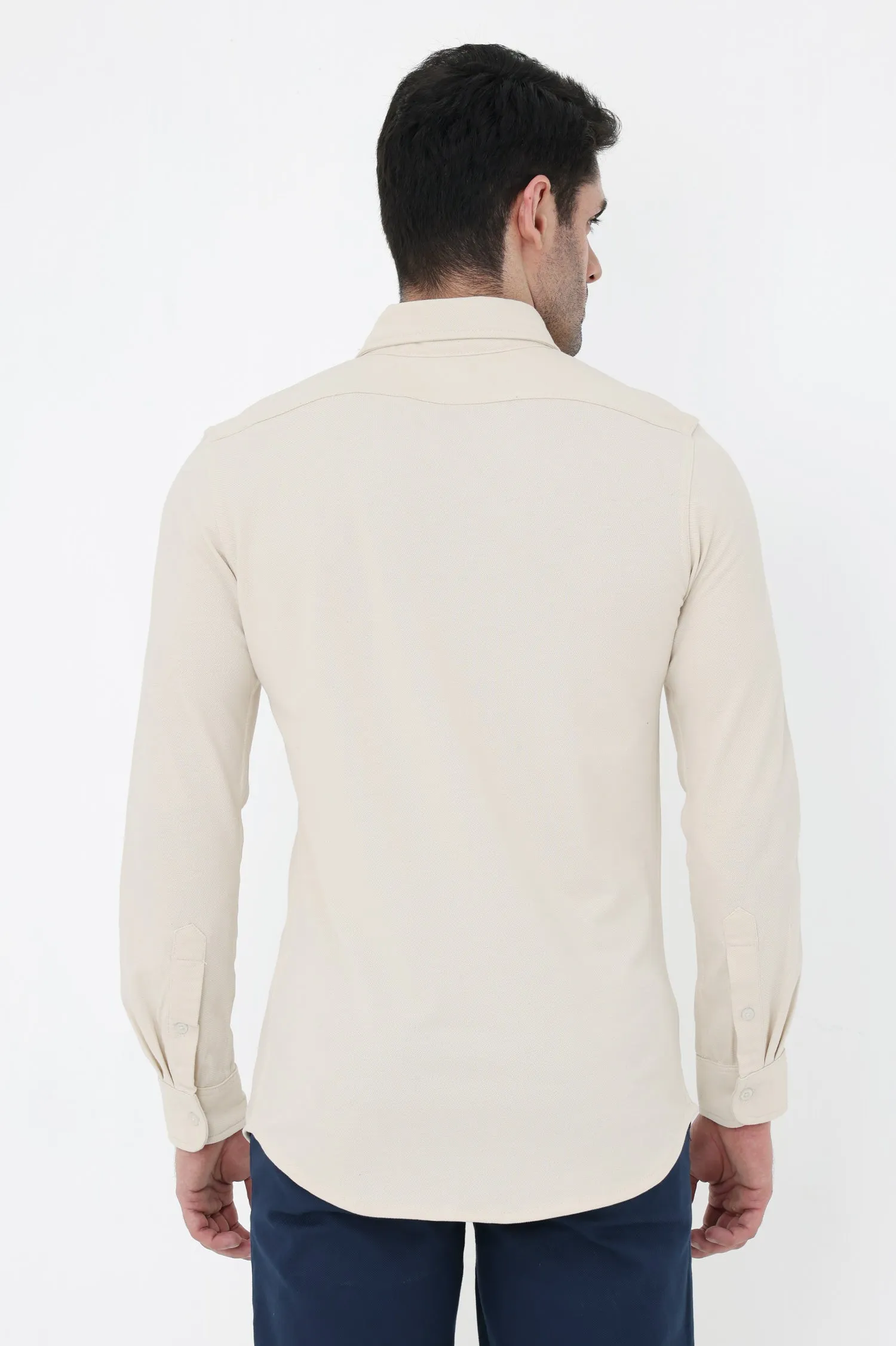 Classic Button-Down Shirt-Beige