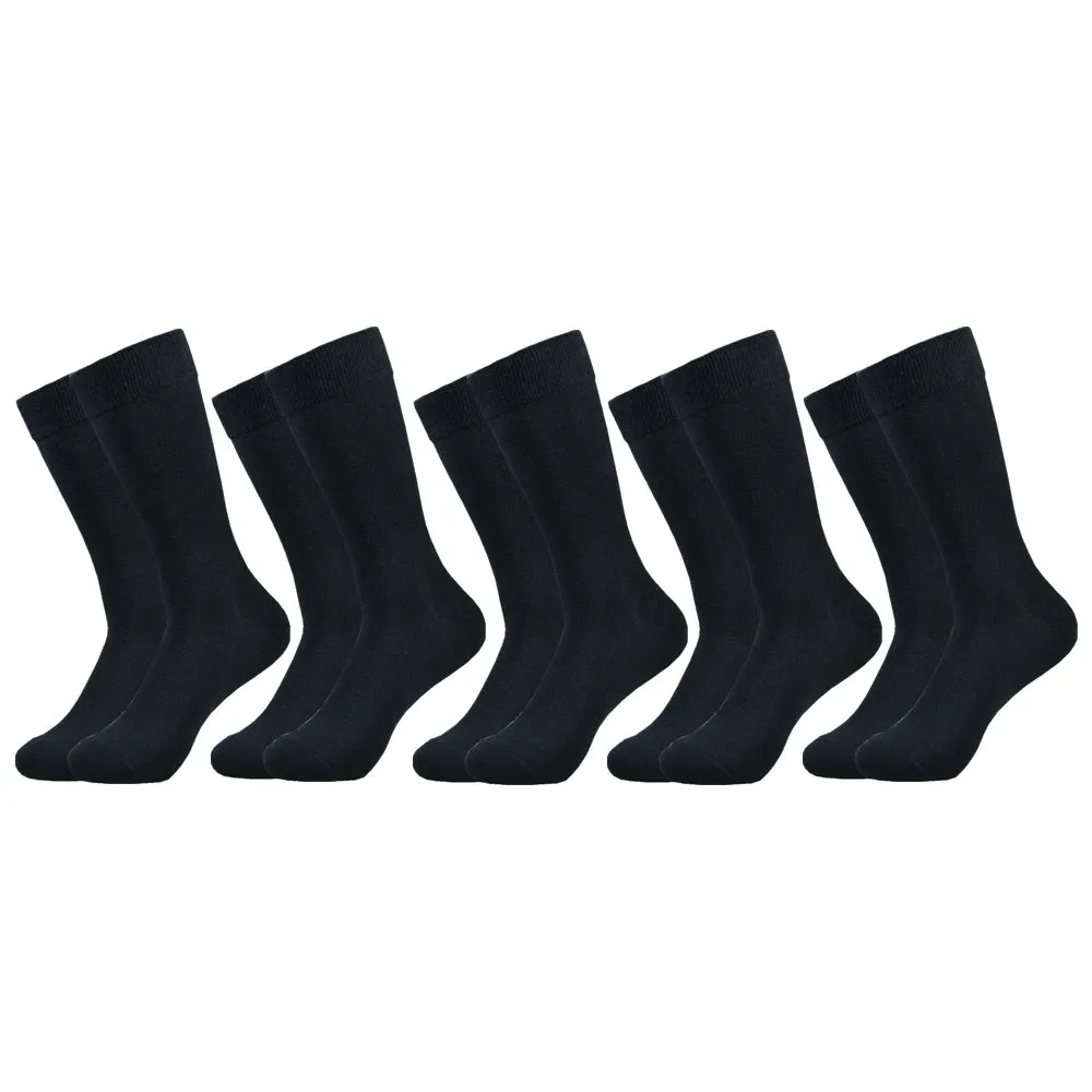 Classic Comfort: Men's Black Cotton Dress Crew Socks