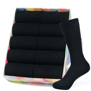 Classic Comfort: Men's Black Cotton Dress Crew Socks