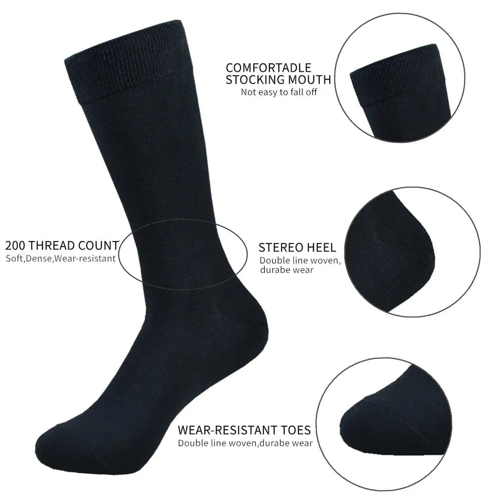 Classic Comfort: Men's Black Cotton Dress Crew Socks
