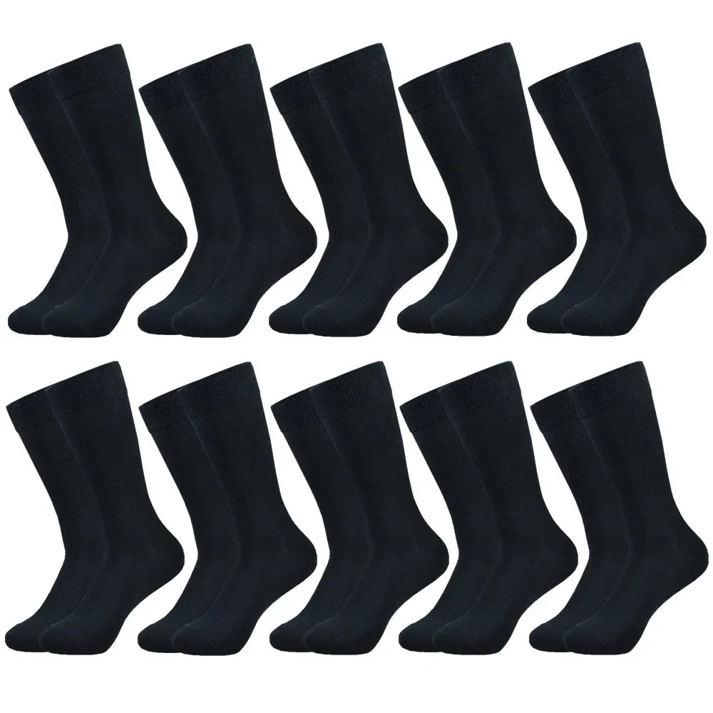 Classic Comfort: Men's Black Cotton Dress Crew Socks