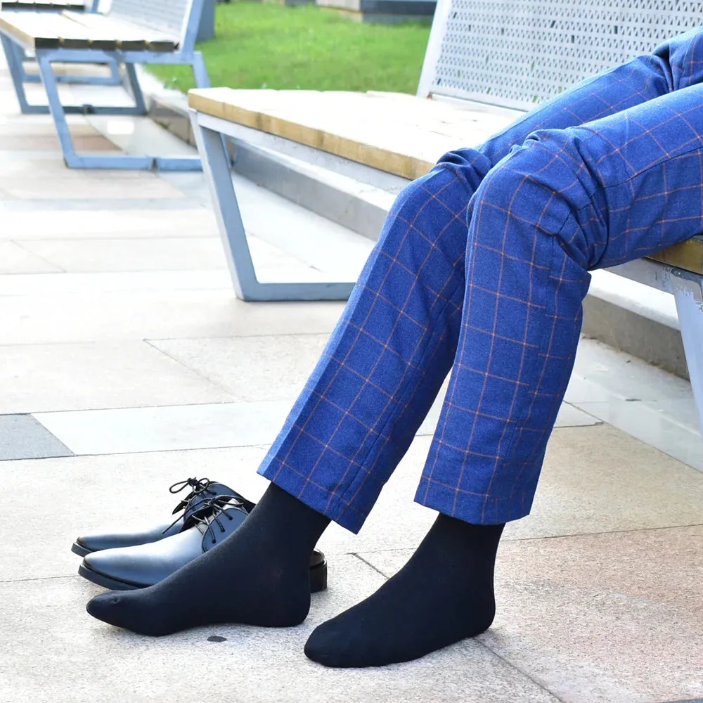 Classic Comfort: Men's Black Cotton Dress Crew Socks