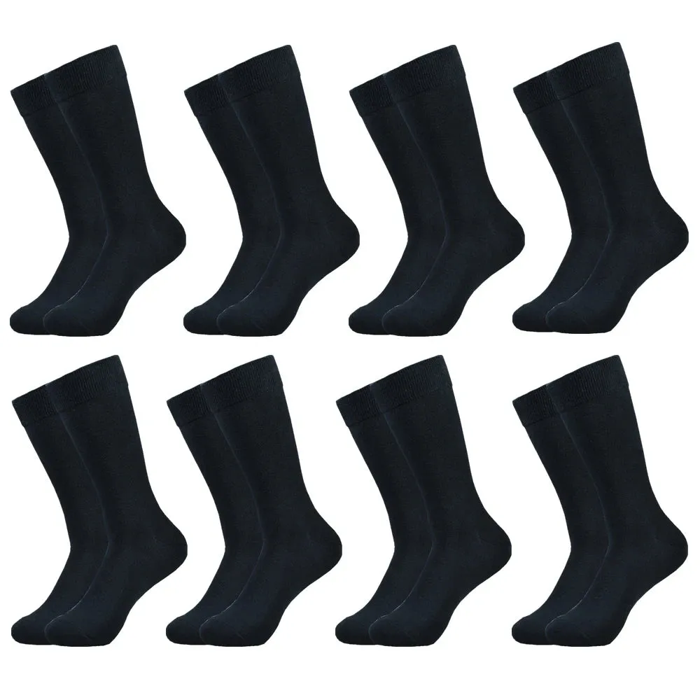 Classic Comfort: Men's Black Cotton Dress Crew Socks