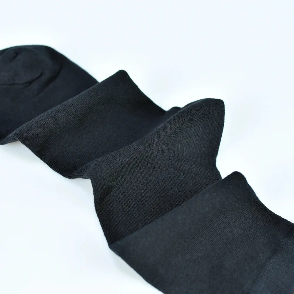 Classic Comfort: Men's Black Cotton Dress Crew Socks
