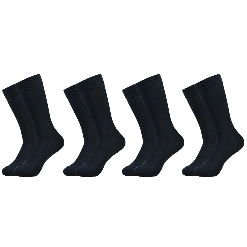 Classic Comfort: Men's Black Cotton Dress Crew Socks