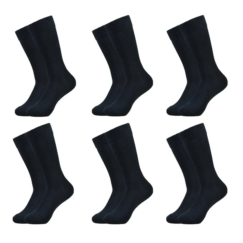 Classic Comfort: Men's Black Cotton Dress Crew Socks