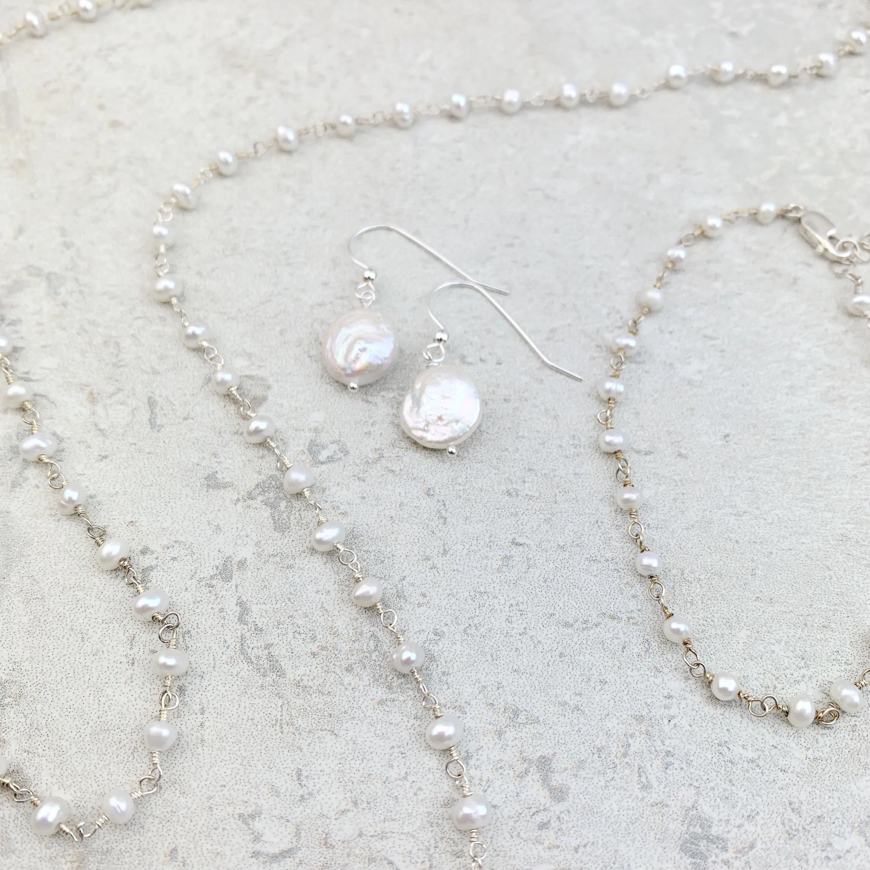 Classic Elegance Pearl Rosary Jewelry Set - Long Layering