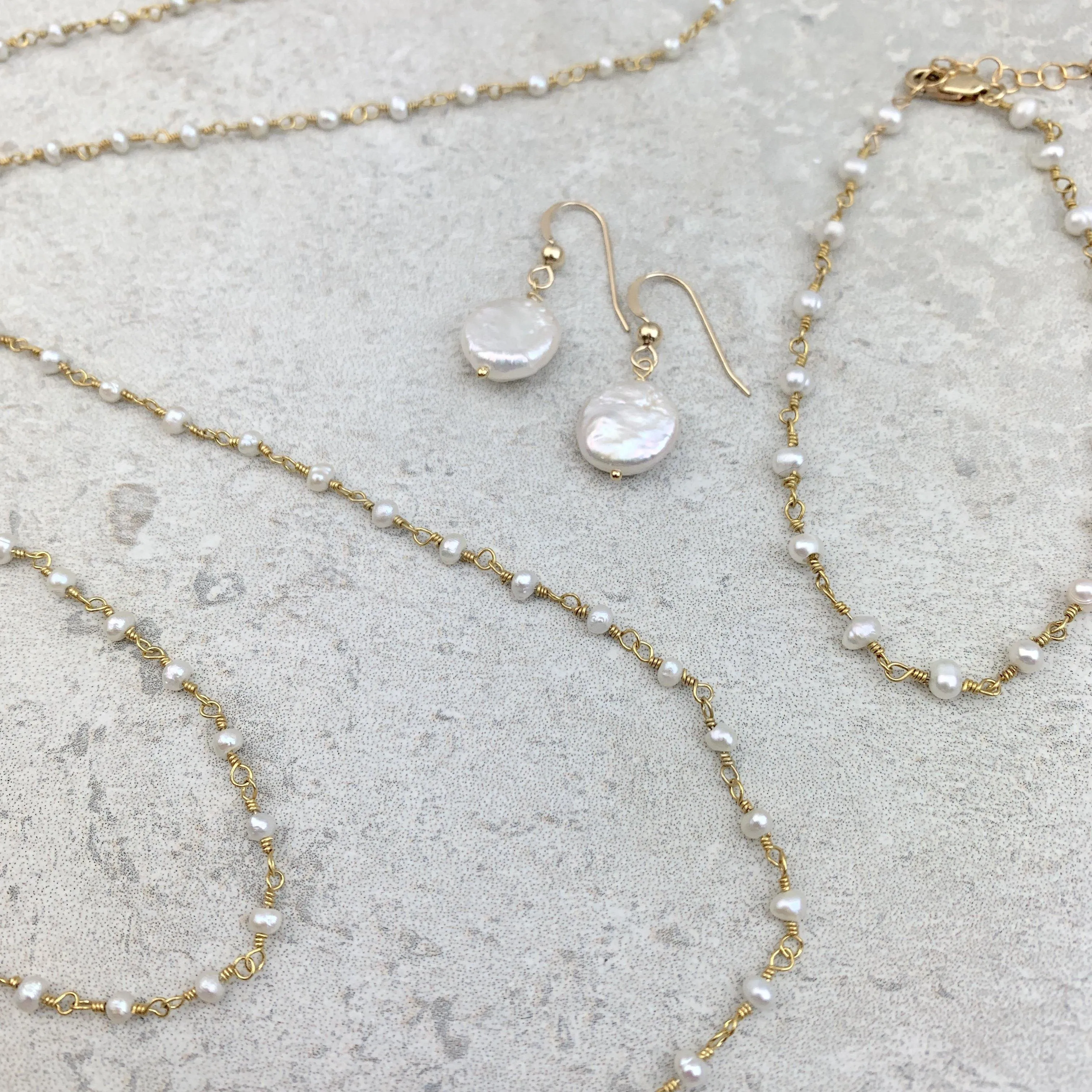 Classic Elegance Pearl Rosary Jewelry Set - Long Layering