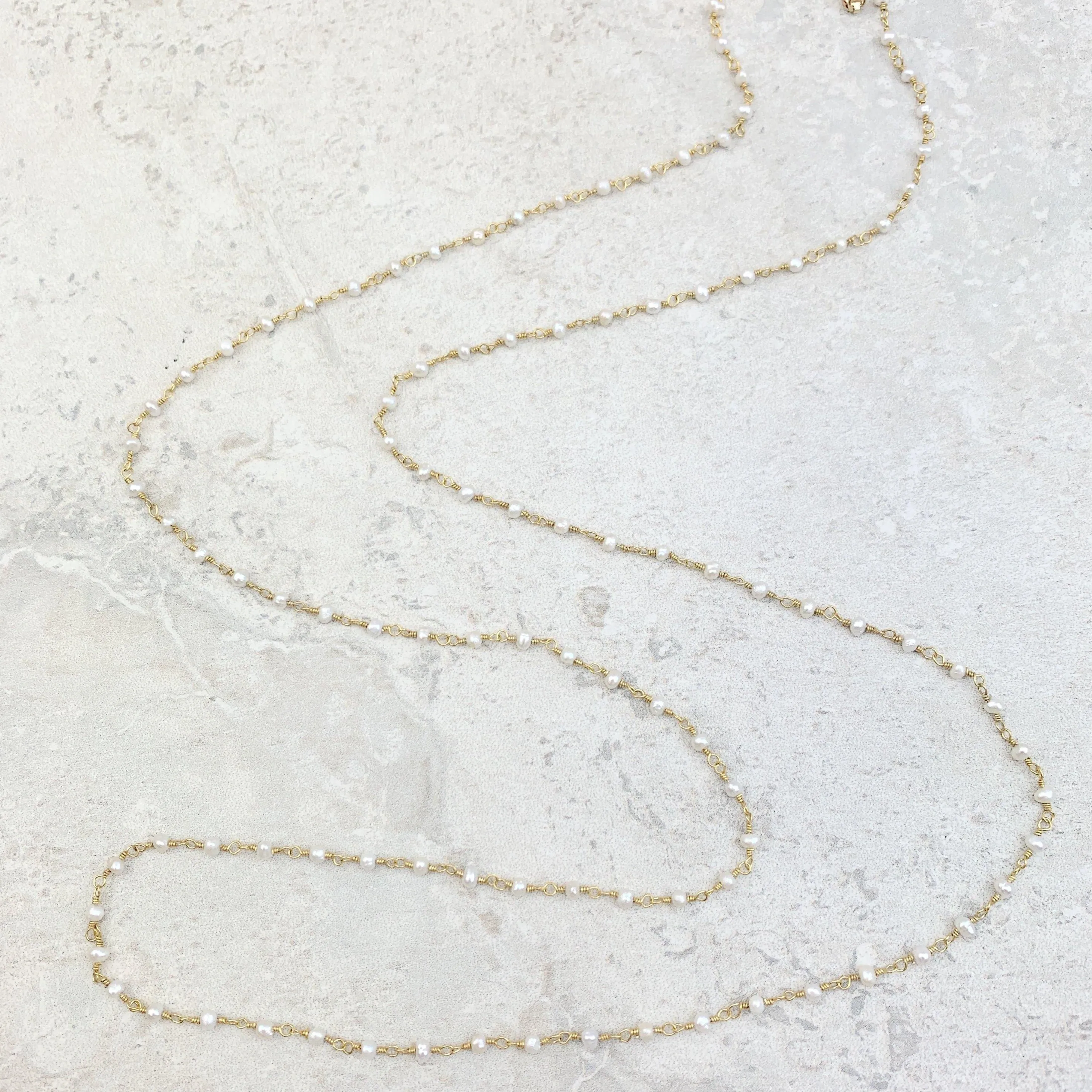 Classic Elegance Pearl Rosary Jewelry Set - Long Layering