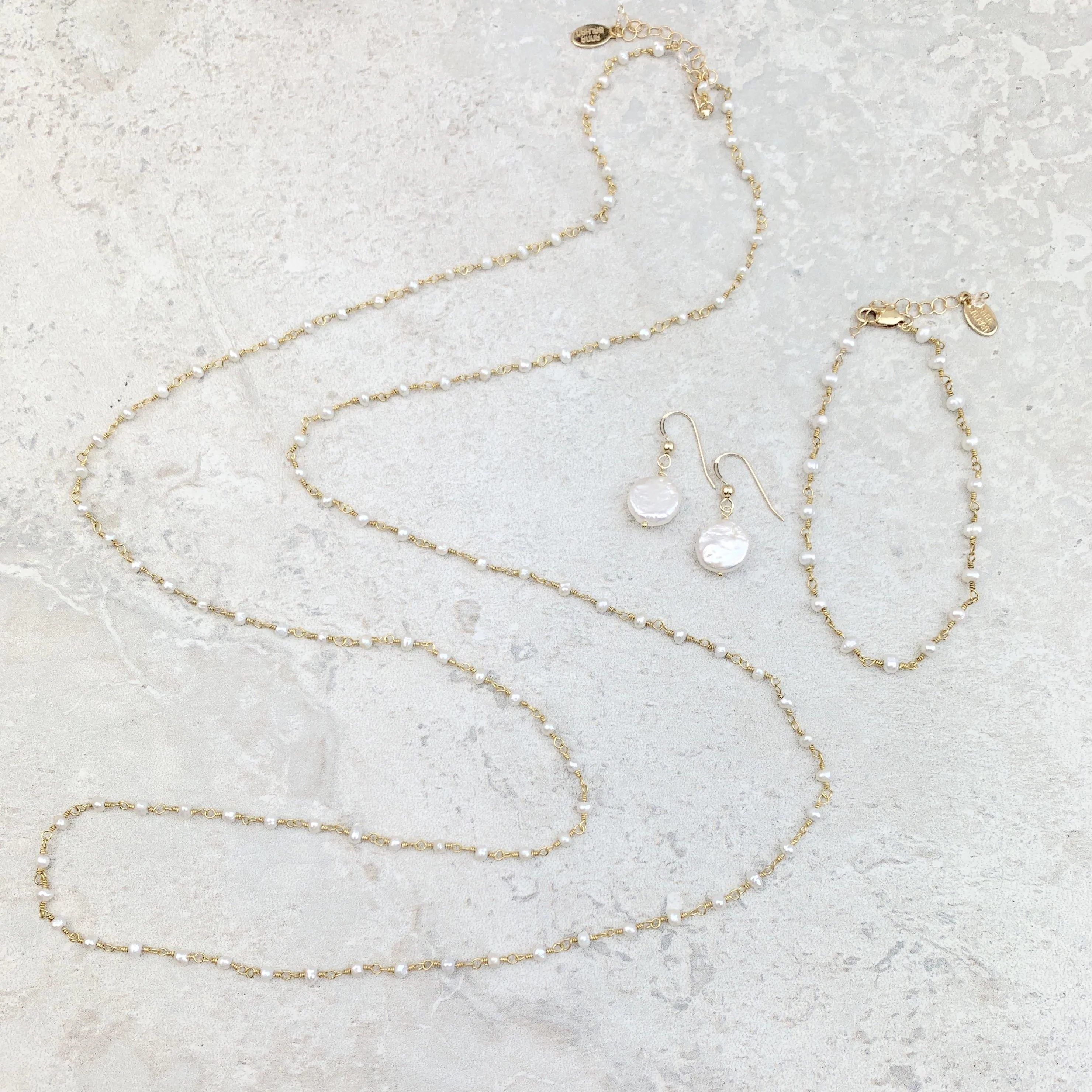 Classic Elegance Pearl Rosary Jewelry Set - Long Layering