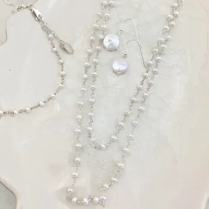 Classic Elegance Pearl Rosary Jewelry Set - Long Layering