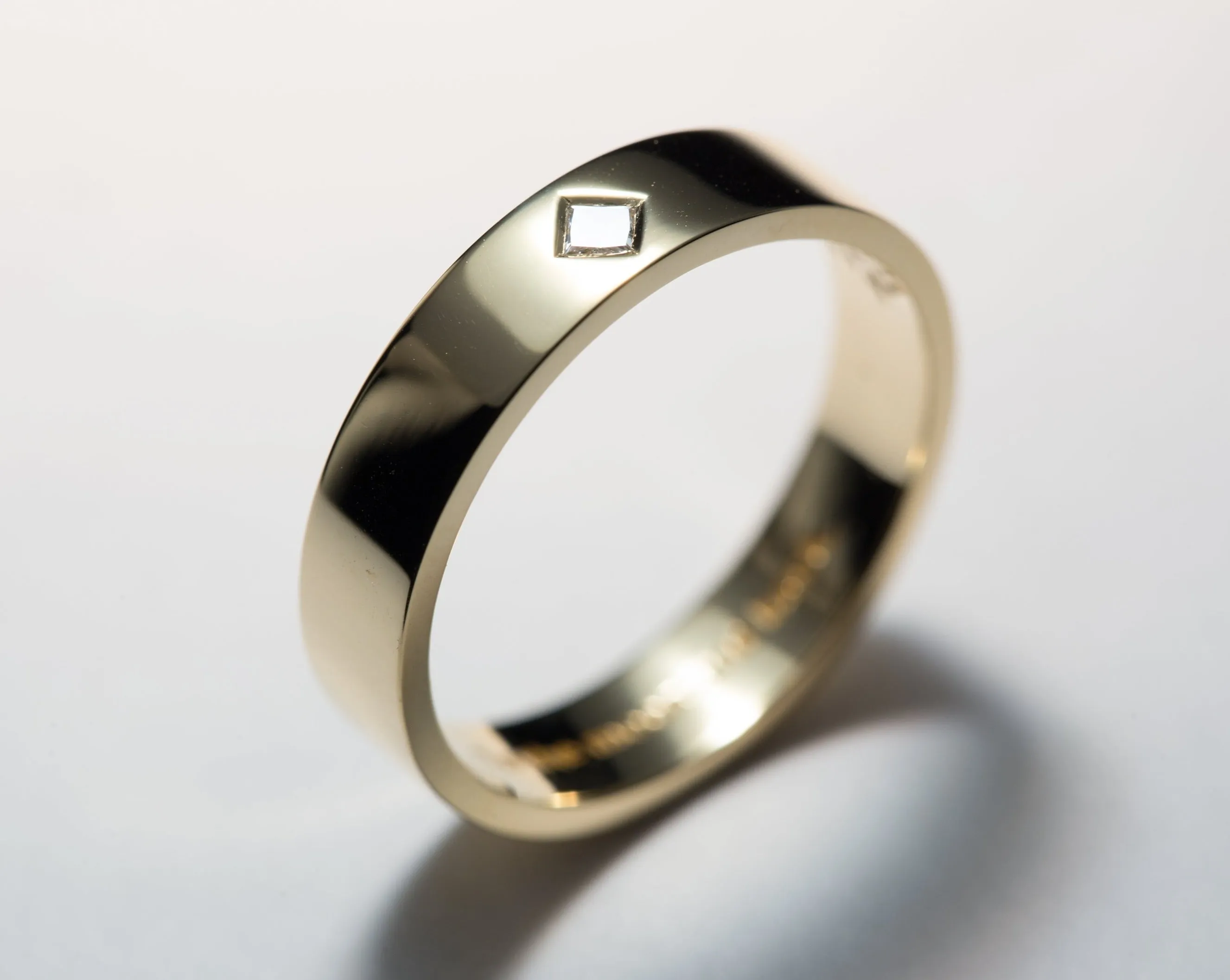 Classic Men's Wedding Band with Princess Diamond