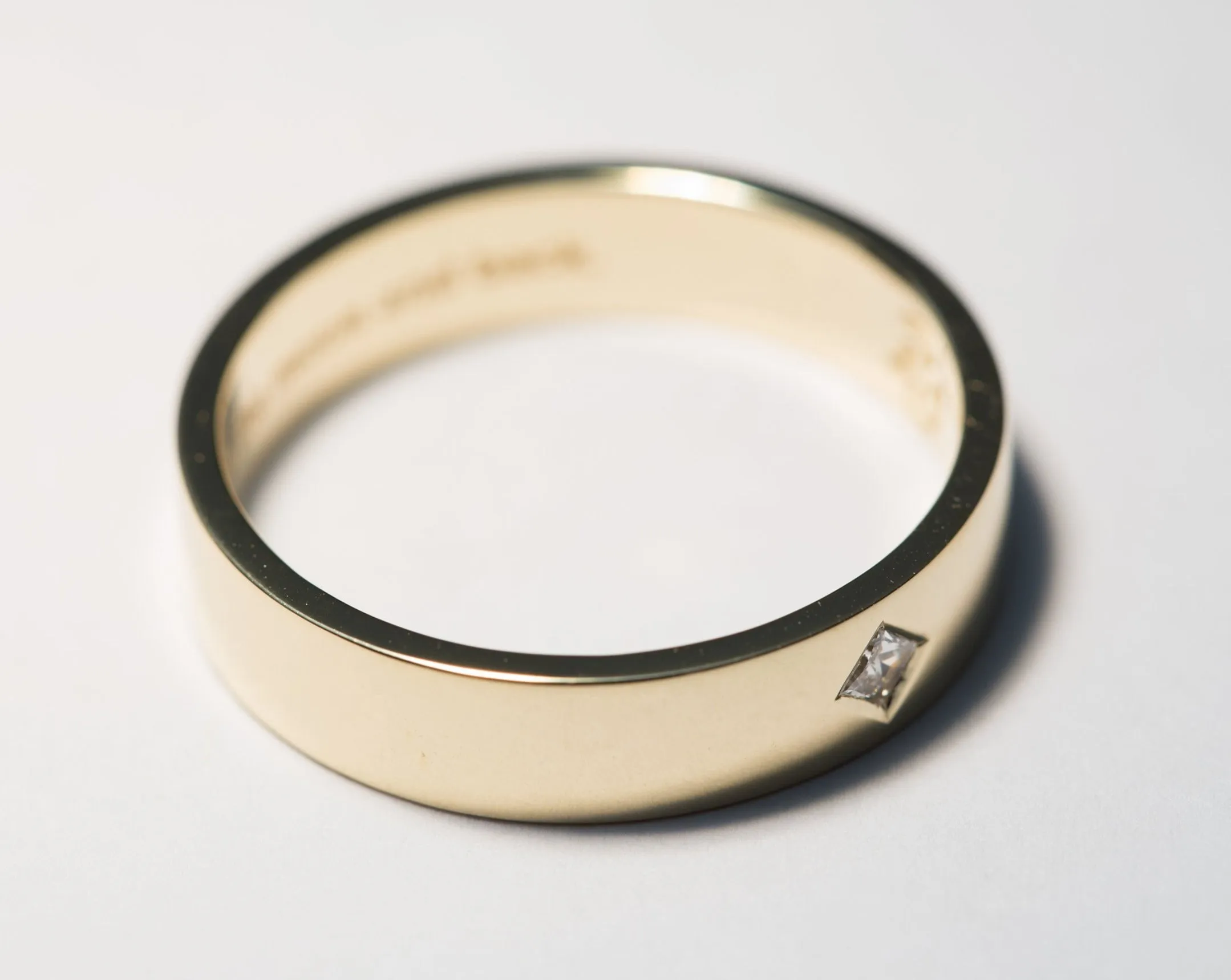 Classic Men's Wedding Band with Princess Diamond