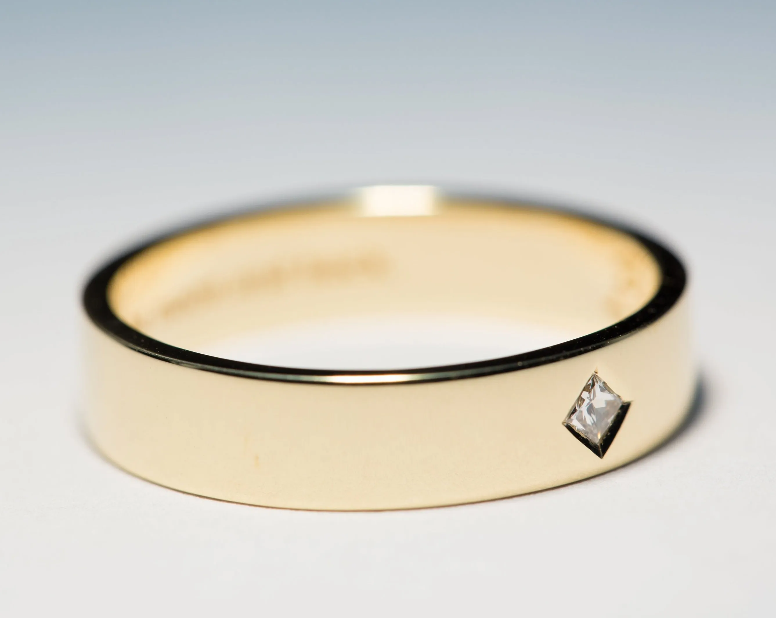 Classic Men's Wedding Band with Princess Diamond
