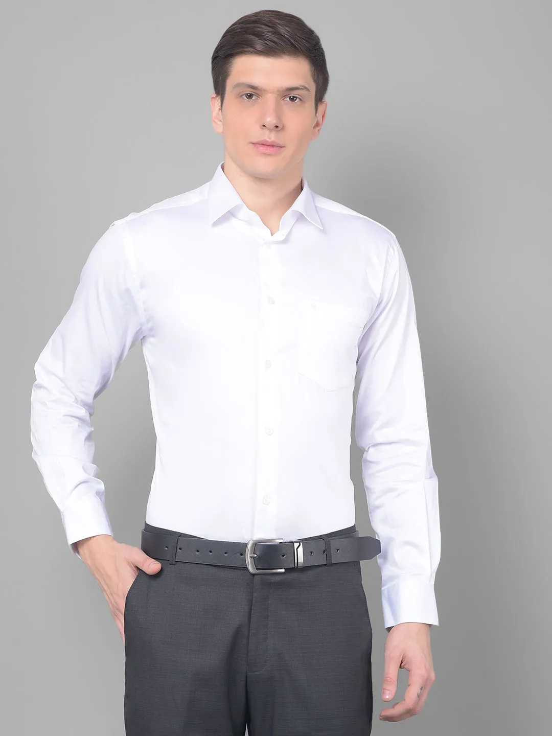 COBB SOLID WHITE SMART FIT FORMAL SHIRT