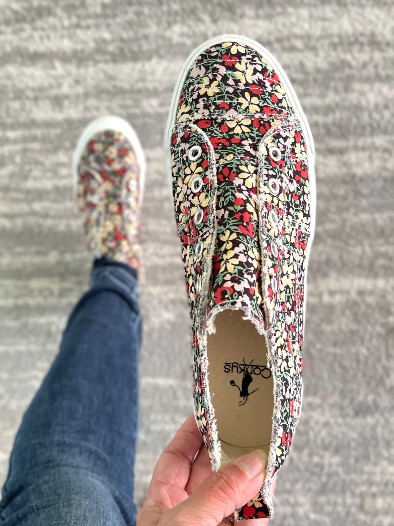 Corkys Black Floral Babalu Shoes