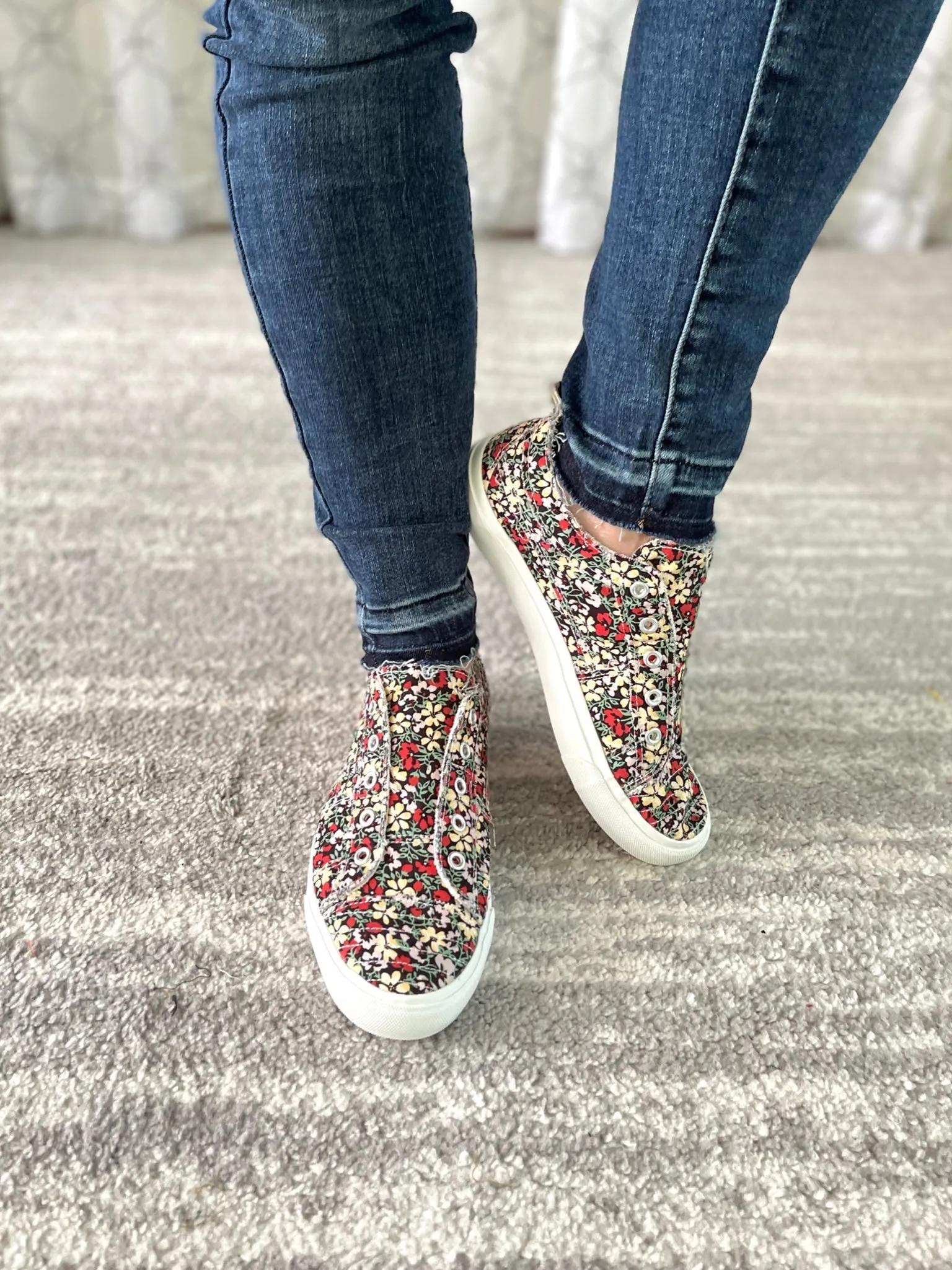 Corkys Black Floral Babalu Shoes