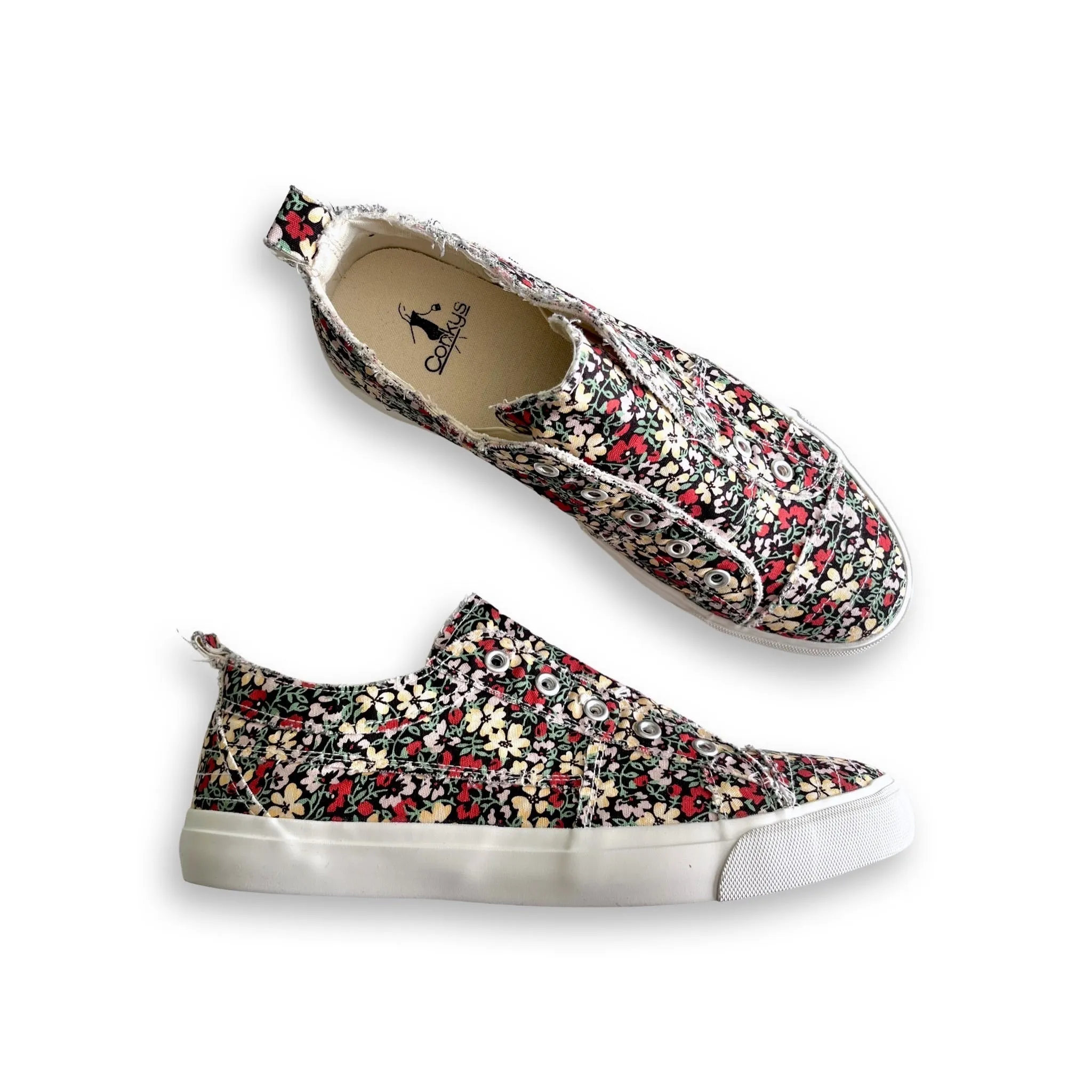 Corkys Black Floral Babalu Shoes