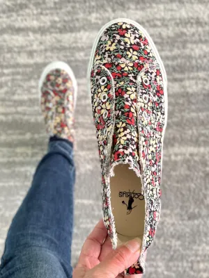 Corkys Black Floral Babalu Shoes