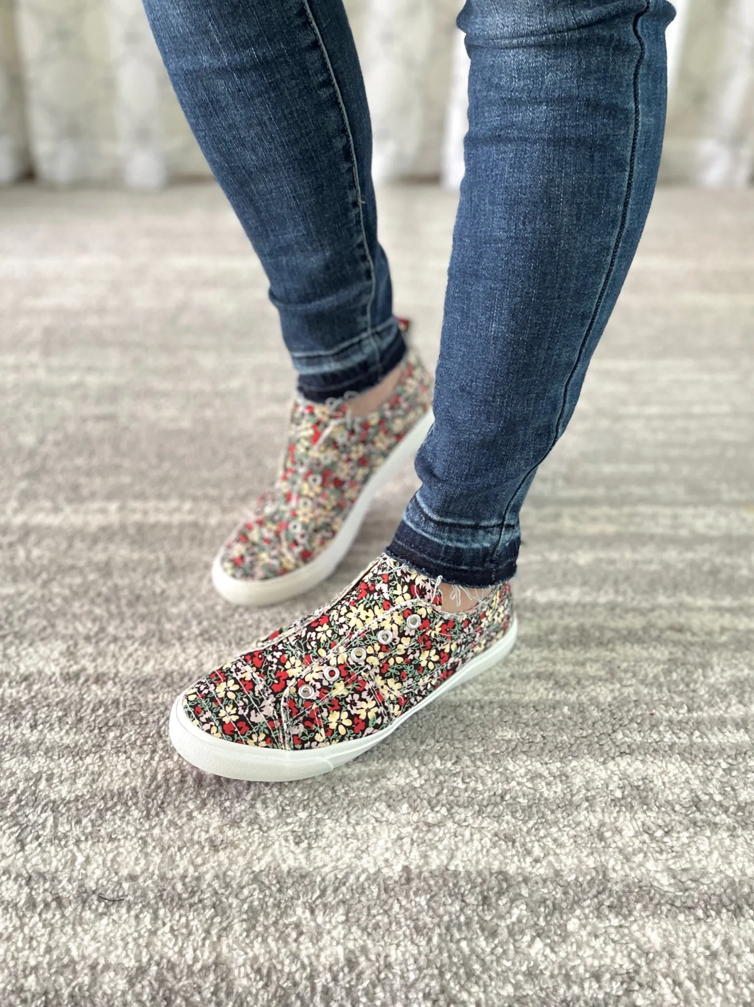 Corkys Black Floral Babalu Shoes