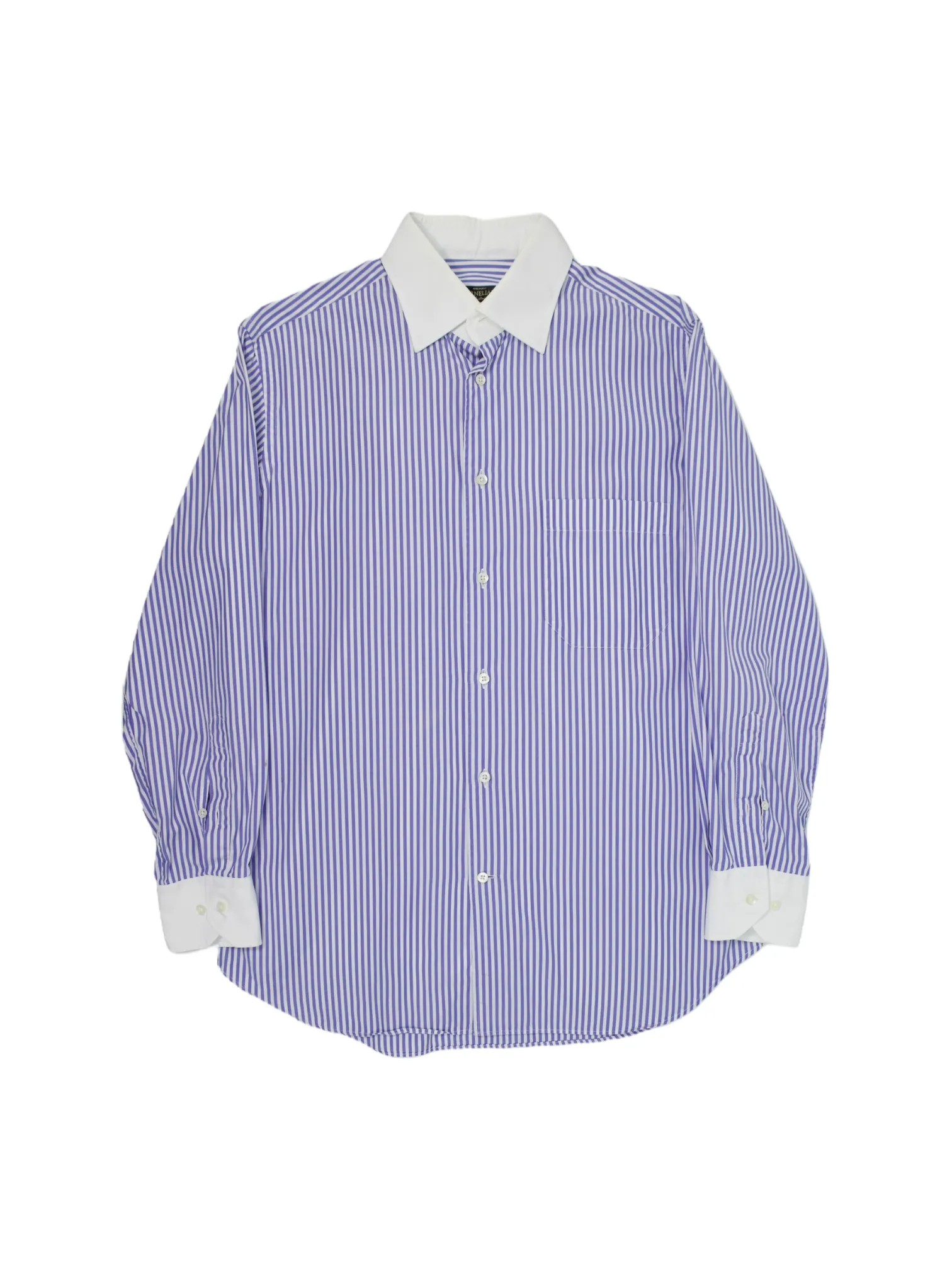 Corneliani Blue Pinstripe Contrast-Collar Shirt