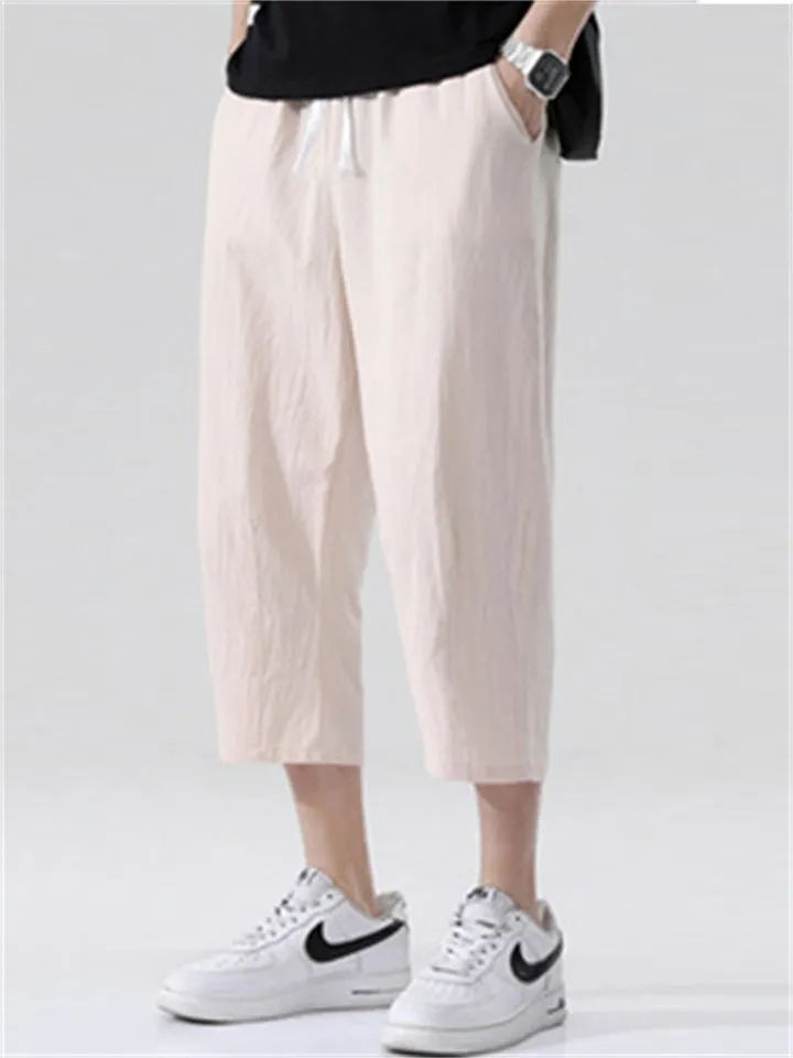 Cotton Linen Fashion Simple Straight Leg Men's Pants