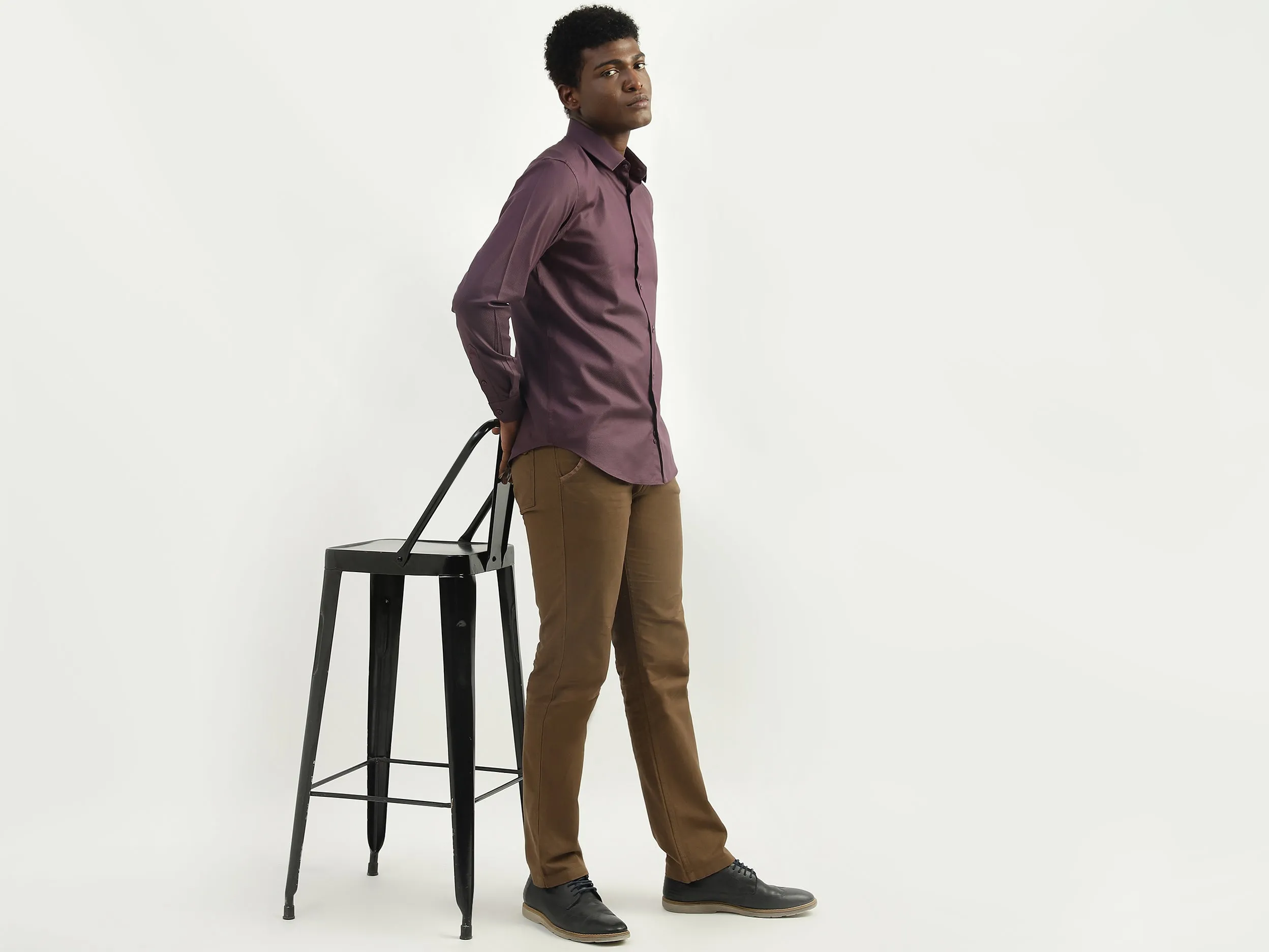 Cotton Solid Spread Collar Mens Shirts