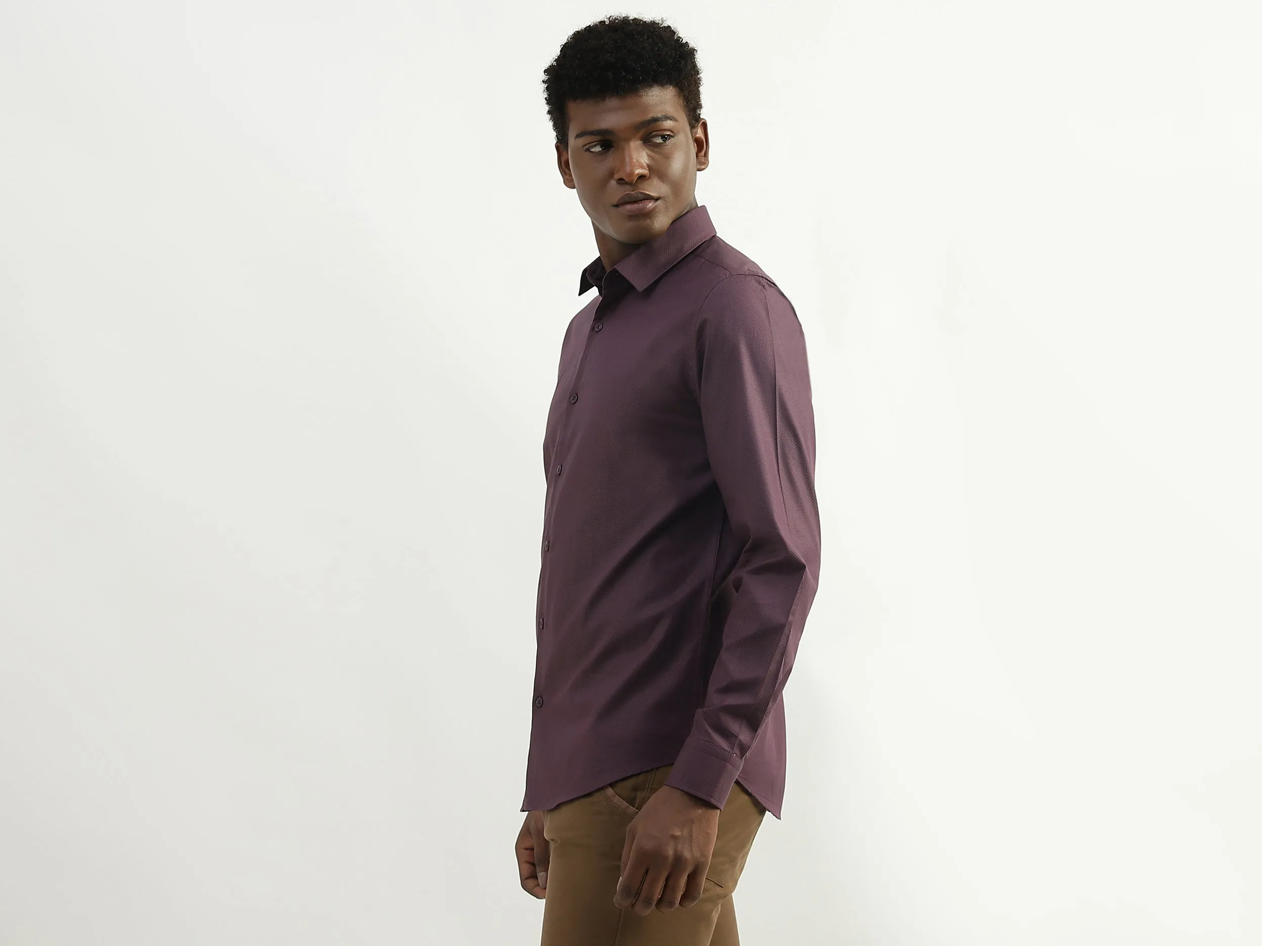 Cotton Solid Spread Collar Mens Shirts
