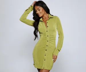 Crazy About Ruche Charming Collared Mini Dress
