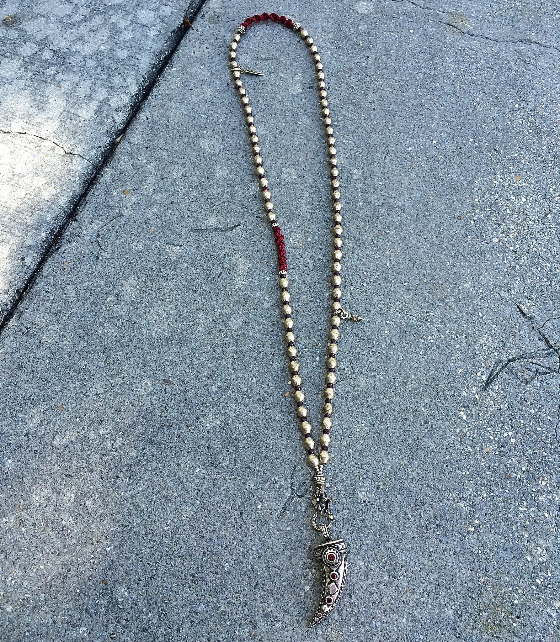 Creative Garnet Tusk Necklace