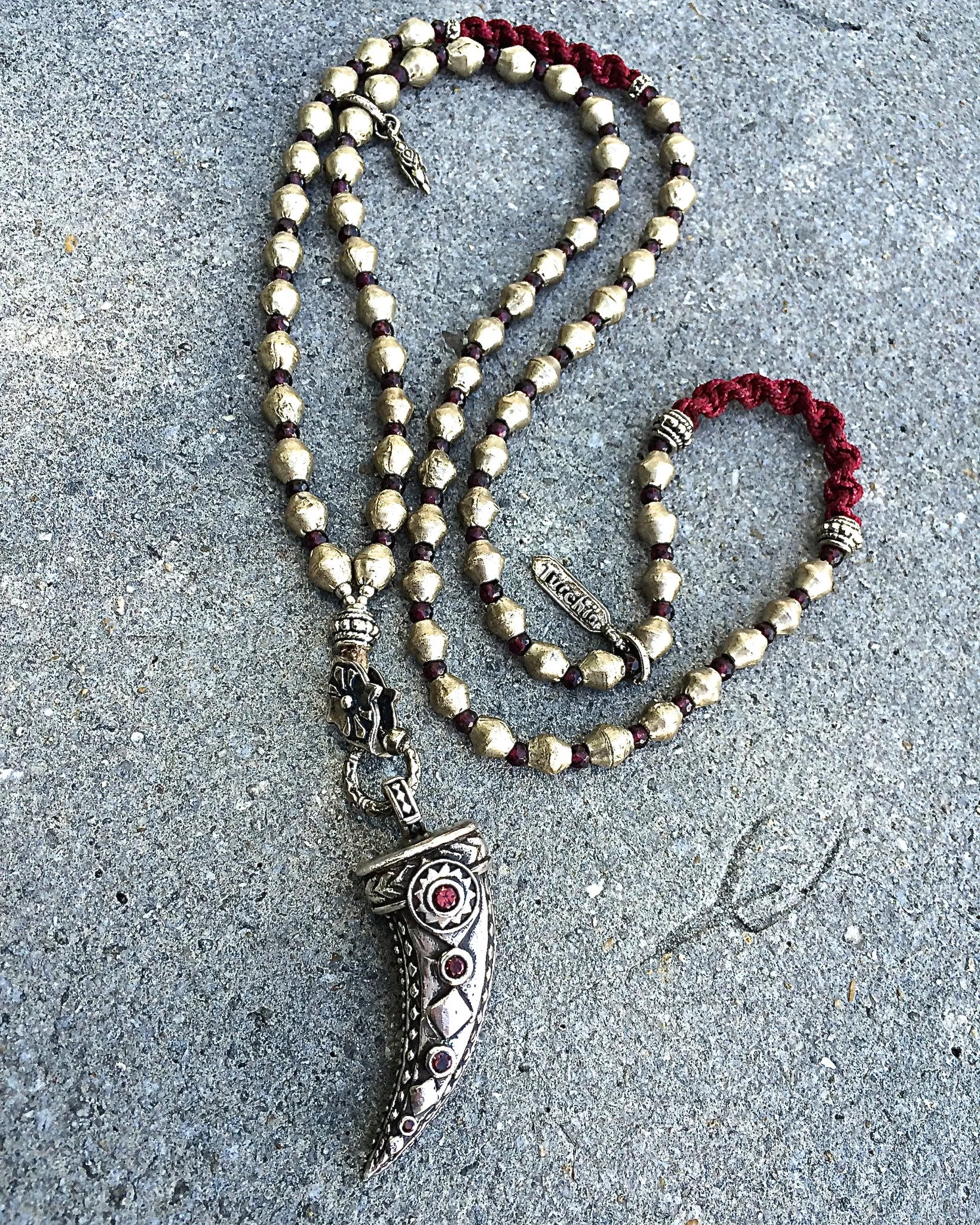 Creative Garnet Tusk Necklace