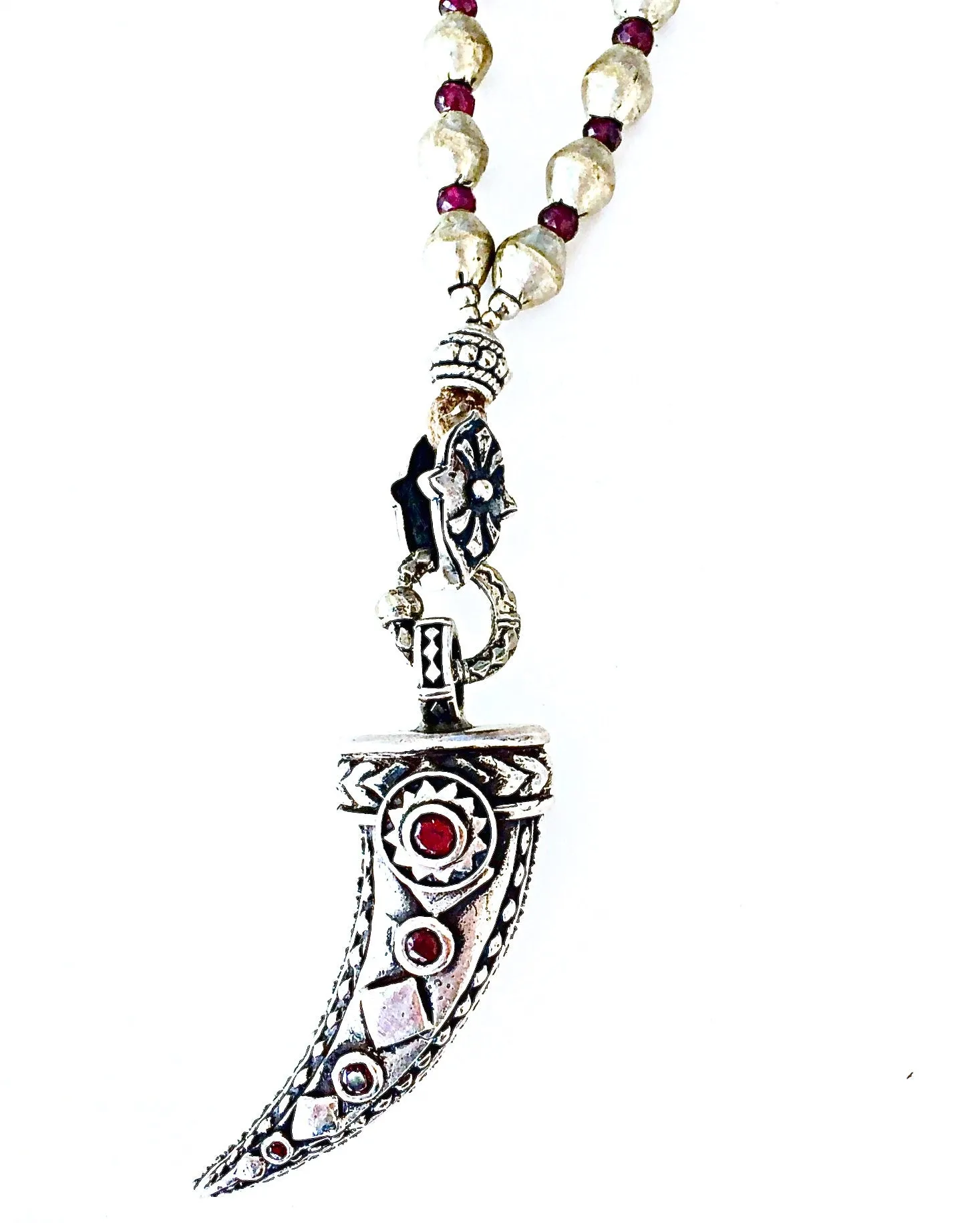 Creative Garnet Tusk Necklace