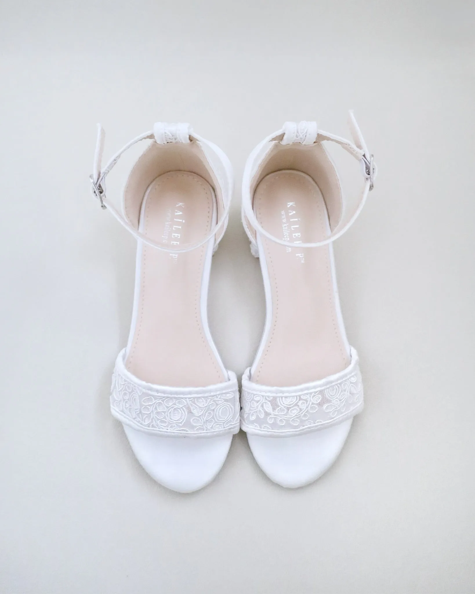 Crochet Lace Low Block Heel Girls Sandals