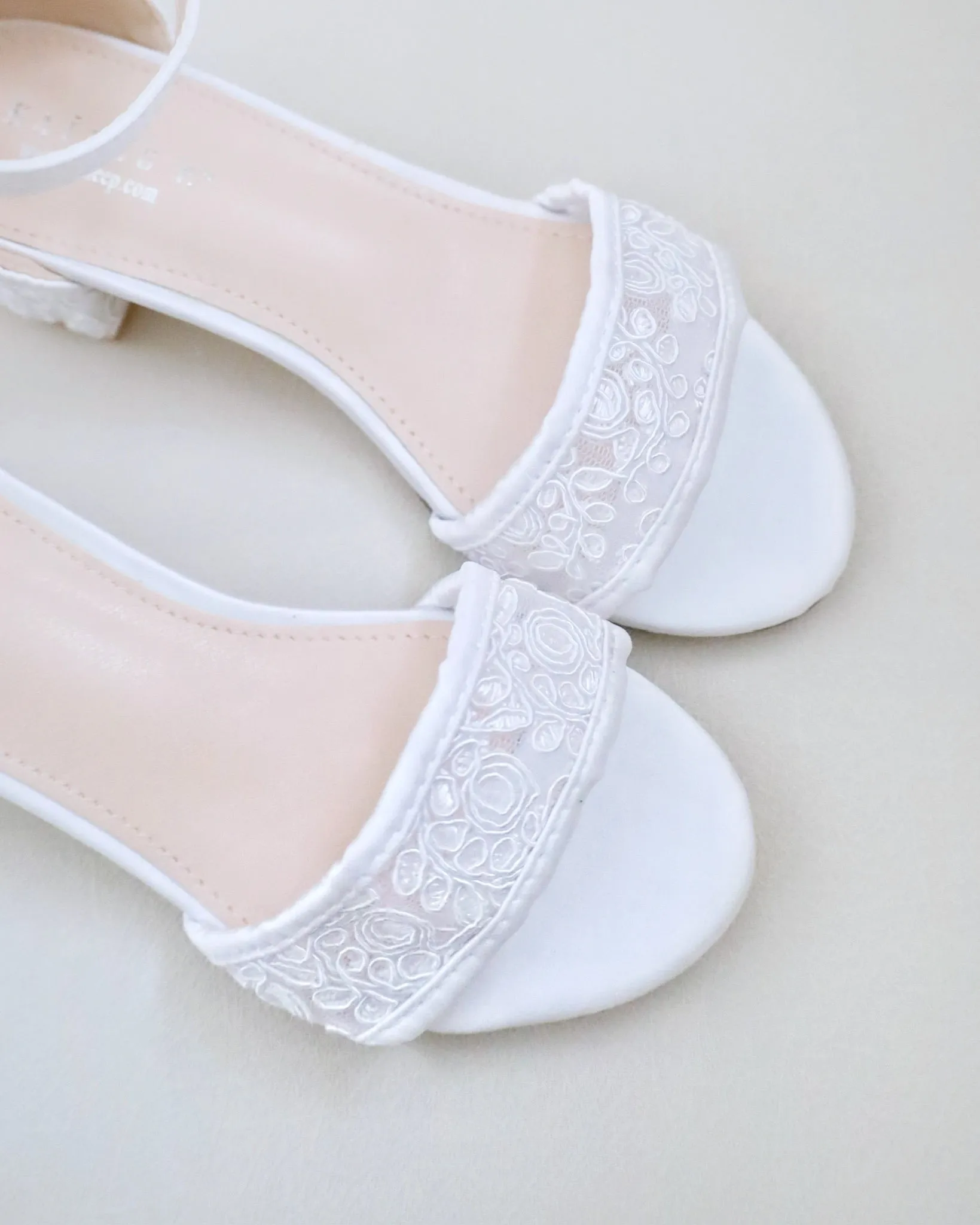 Crochet Lace Low Block Heel Girls Sandals