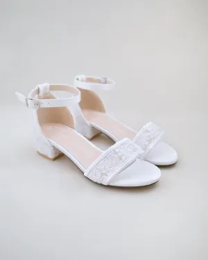 Crochet Lace Low Block Heel Girls Sandals
