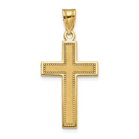 Cross Pendant With Simple Pattern in 10K Gold