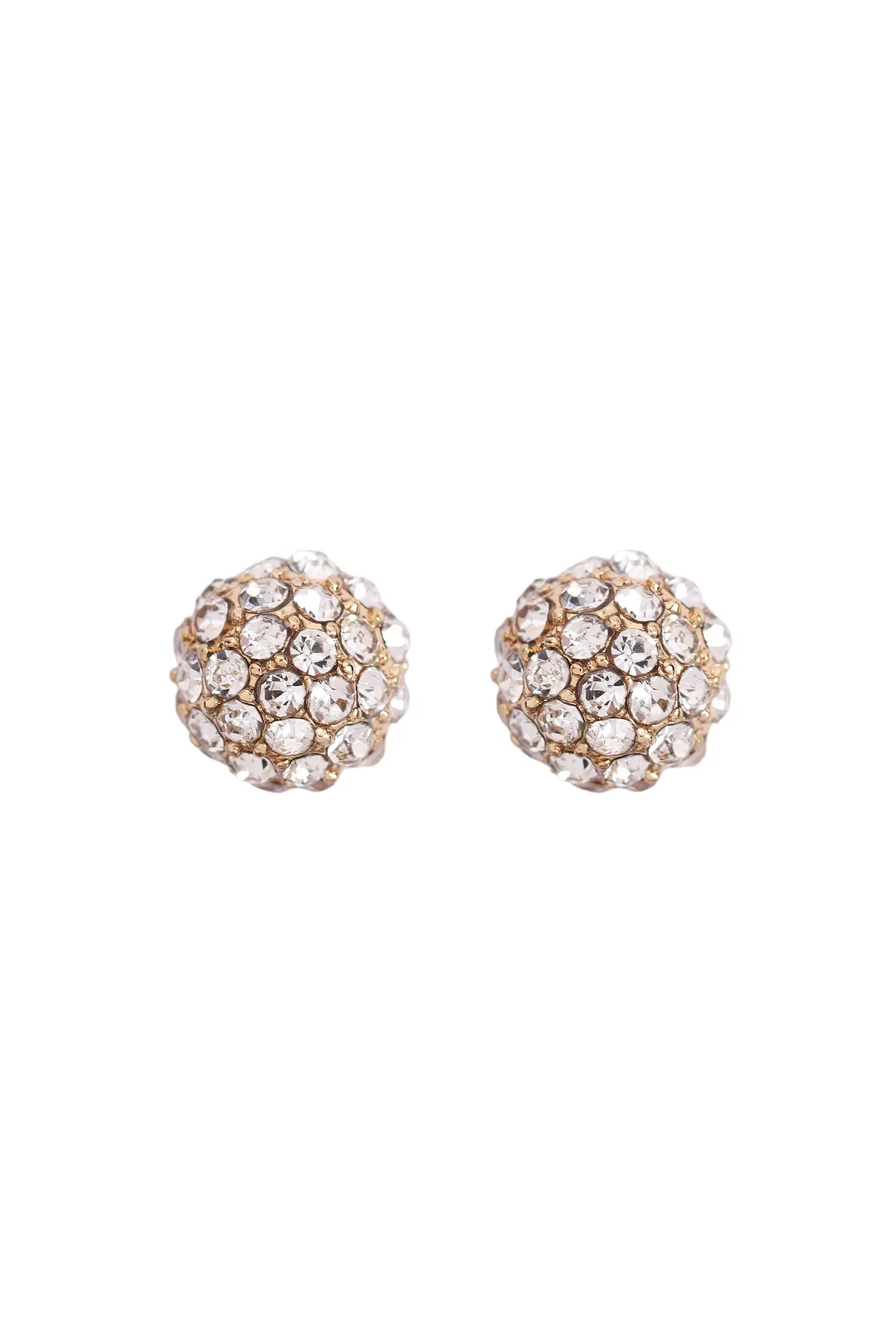 CRYSTAL CASTING PAVE BALL EARRINGS