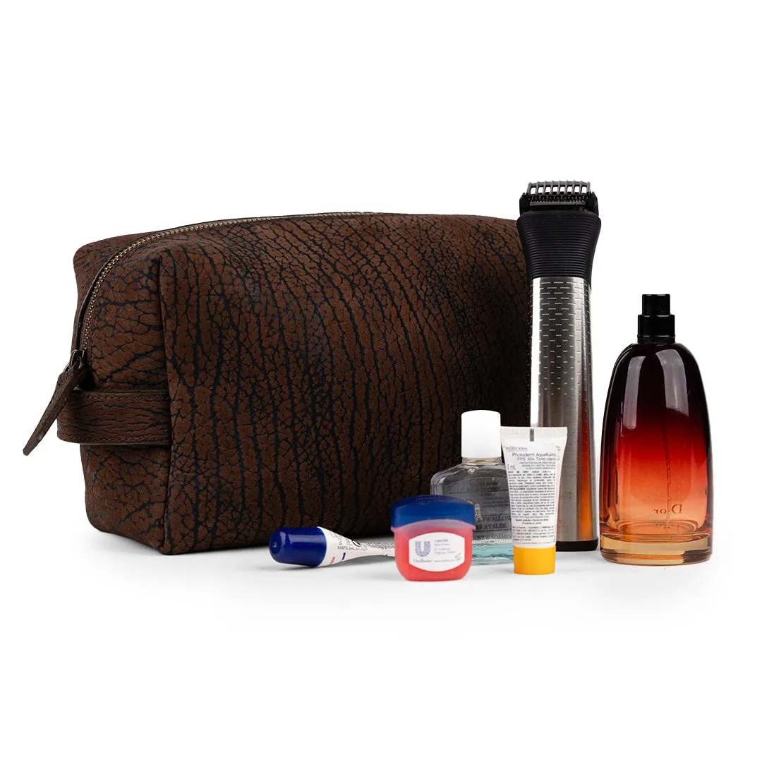CUELLO DE TORO LEATHER DOPP KIT - BROWN RUST