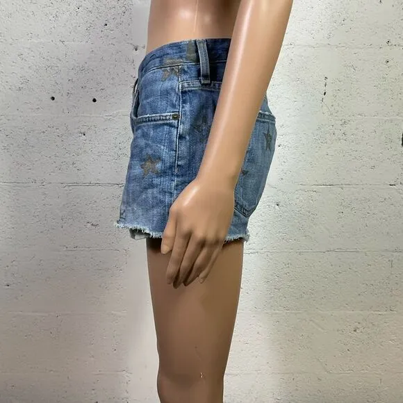 Current/Elliott The Boyfriend Super Loved Rose Gold Stars Shorts 27