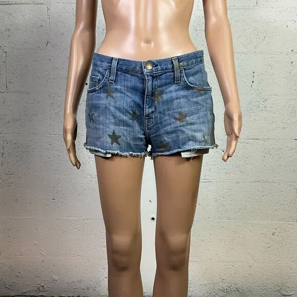 Current/Elliott The Boyfriend Super Loved Rose Gold Stars Shorts 27