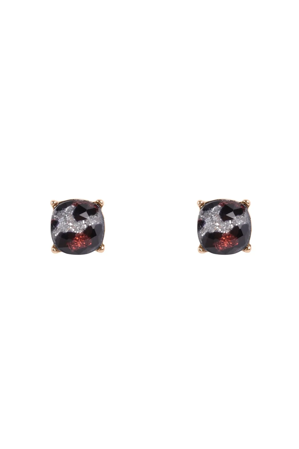 CUSHION CUT GLASS STUD EARRINGS