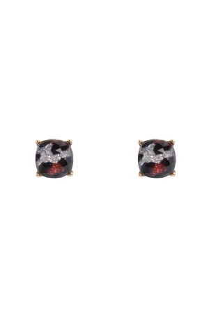CUSHION CUT GLASS STUD EARRINGS
