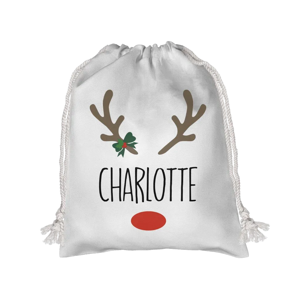 Custom Name Reindeer Christmas Sack