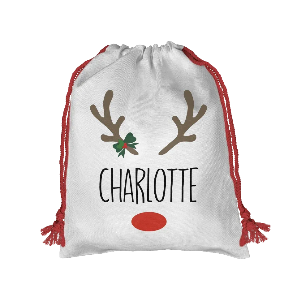 Custom Name Reindeer Christmas Sack